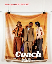 Coach 2025 Fall Winter Retro Runway Flannel Throw Blanket for Sofa and Wall Decor C352